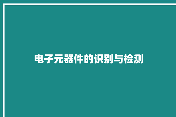 电子元器件的识别与检测