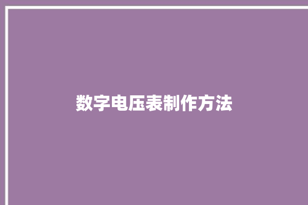 数字电压表制作方法