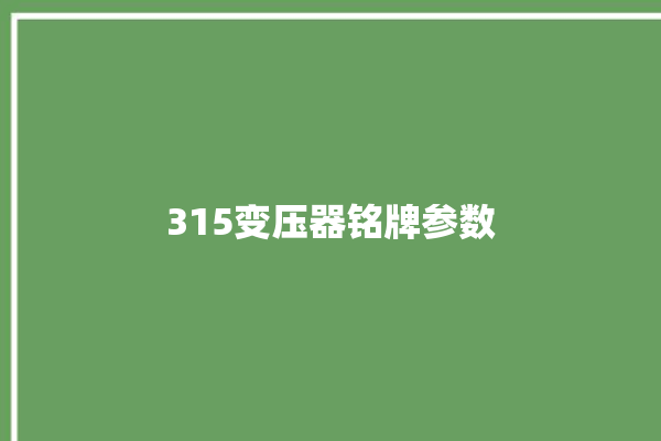 315变压器铭牌参数