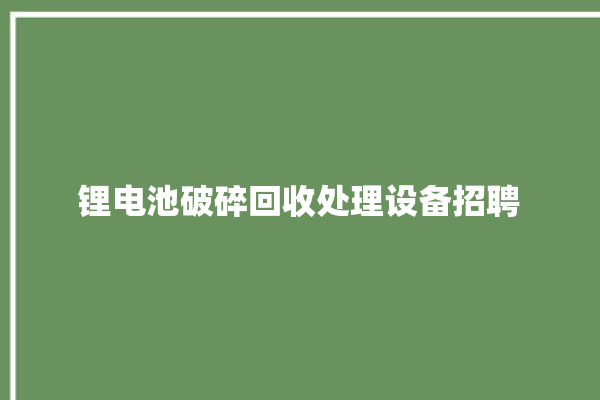 锂电池破碎回收处理设备招聘