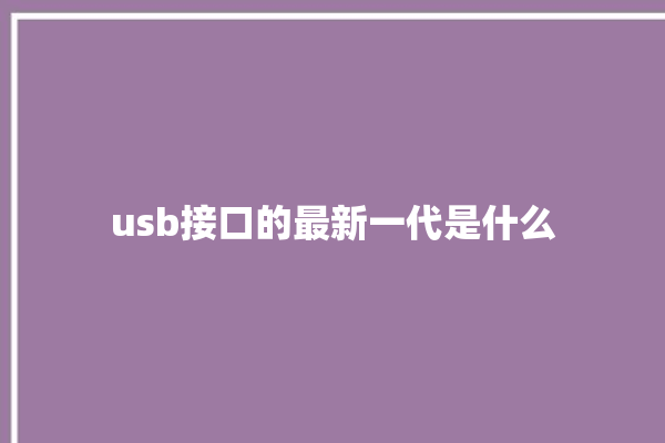 usb接口的最新一代是什么