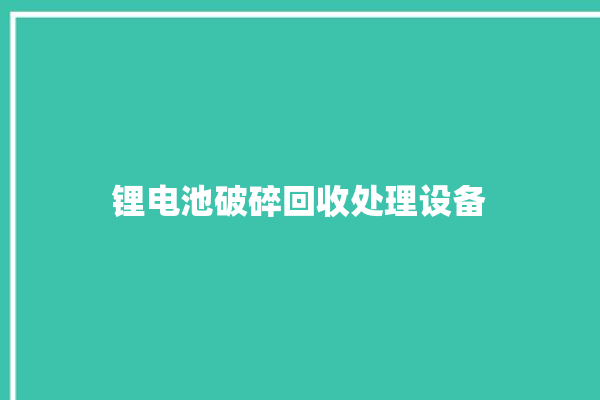 锂电池破碎回收处理设备