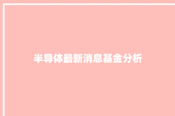 半导体最新消息基金分析