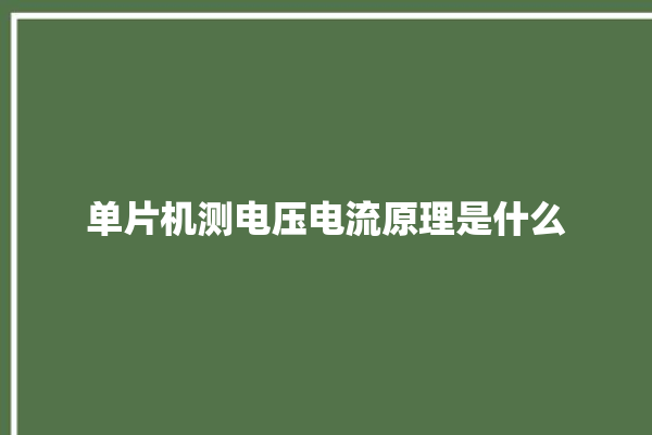 单片机测电压电流原理是什么