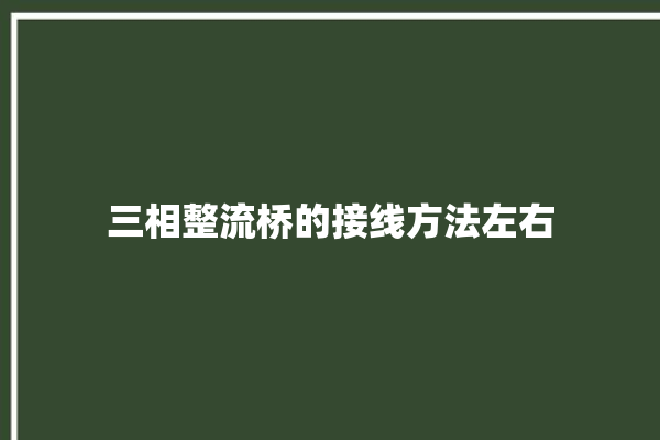 三相整流桥的接线方法左右