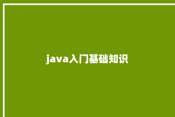 java入门基础知识