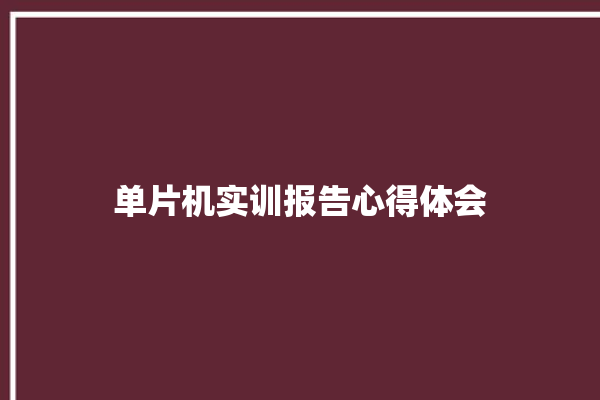 单片机实训报告心得体会