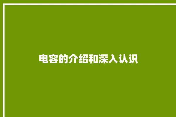 电容的介绍和深入认识