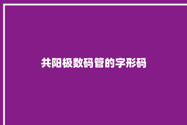 共阳极数码管的字形码