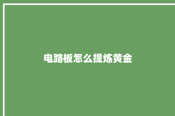 电路板怎么提炼黄金