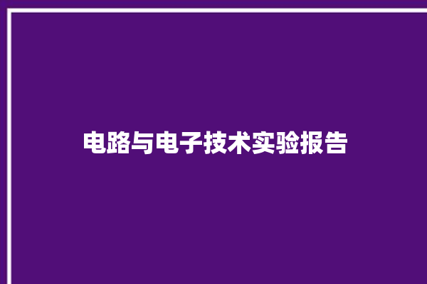 电路与电子技术实验报告