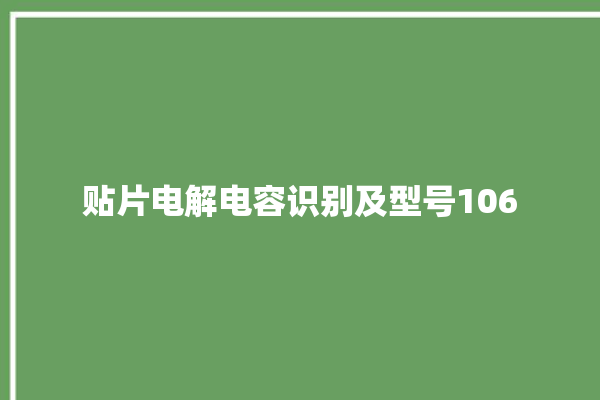 贴片电解电容识别及型号106