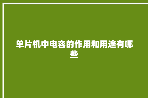 单片机中电容的作用和用途有哪些