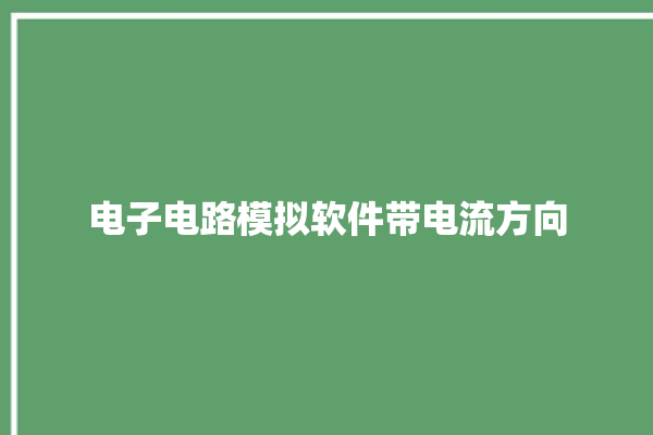 电子电路模拟软件带电流方向