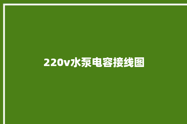 220v水泵电容接线图