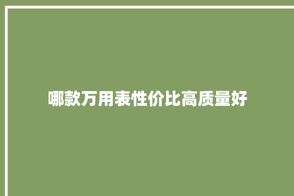 哪款万用表性价比高质量好