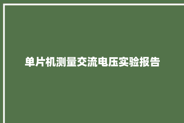 单片机测量交流电压实验报告