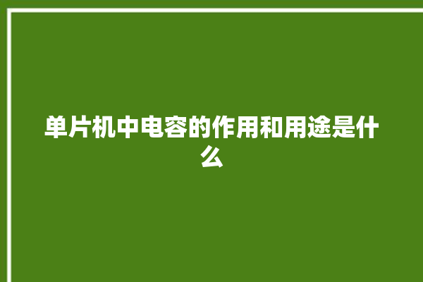 单片机中电容的作用和用途是什么