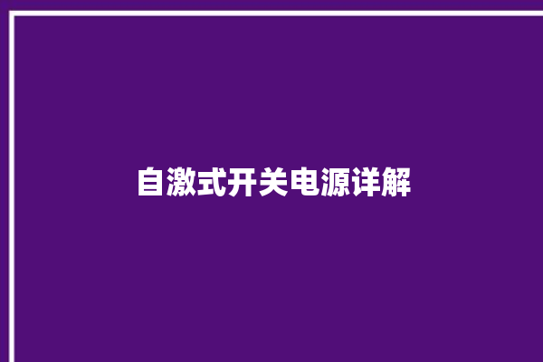 自激式开关电源详解