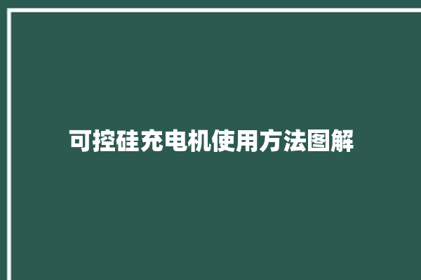 可控硅充电机使用方法图解