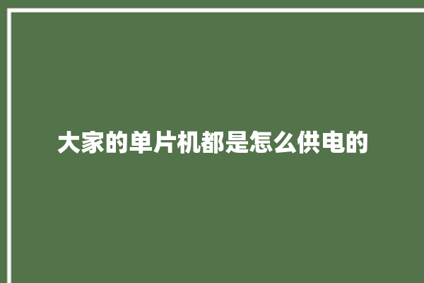 大家的单片机都是怎么供电的