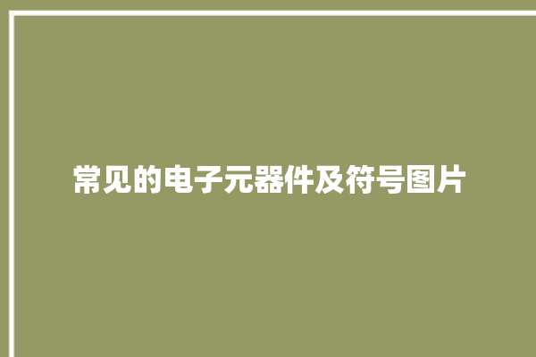 常见的电子元器件及符号图片