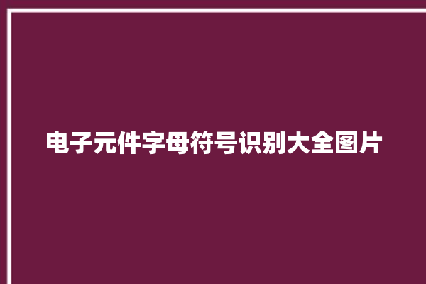 电子元件字母符号识别大全图片