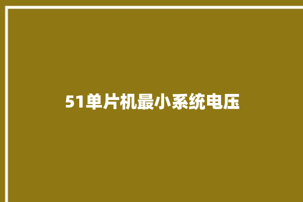 51单片机最小系统电压