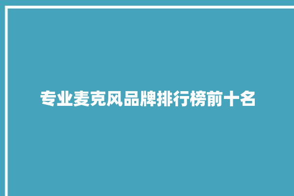 专业麦克风品牌排行榜前十名