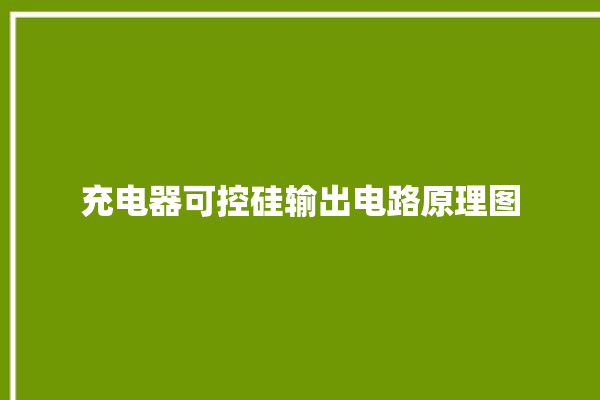 充电器可控硅输出电路原理图