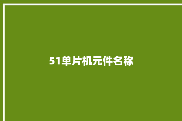 51单片机元件名称