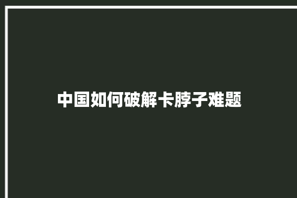 中国如何破解卡脖子难题