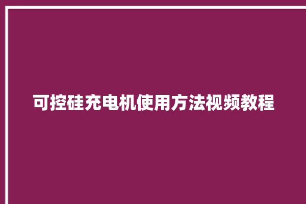 可控硅充电机使用方法视频教程