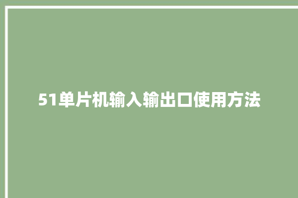 51单片机输入输出口使用方法