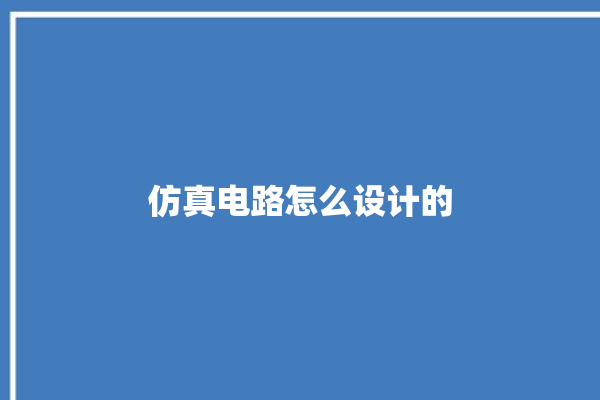 仿真电路怎么设计的