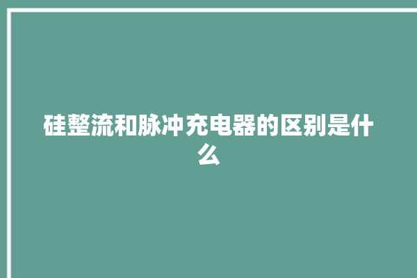 硅整流和脉冲充电器的区别是什么