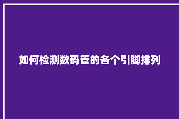 如何检测数码管的各个引脚排列