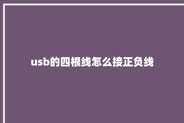 usb的四根线怎么接正负线