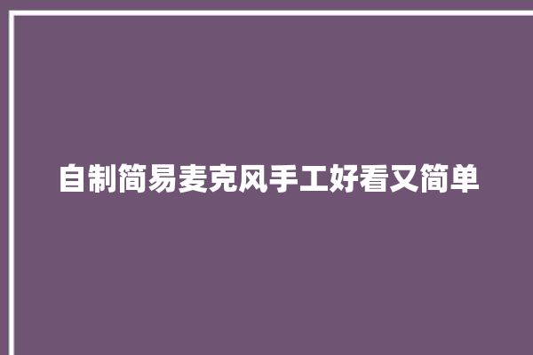 自制简易麦克风手工好看又简单