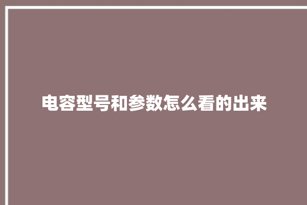 电容型号和参数怎么看的出来