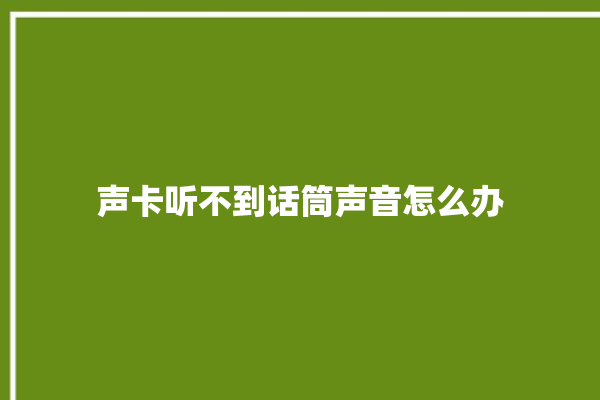 声卡听不到话筒声音怎么办