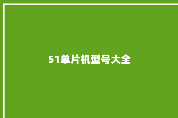 51单片机型号大全