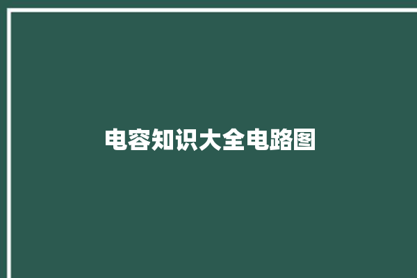 电容知识大全电路图