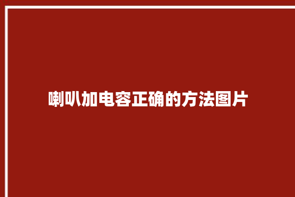 喇叭加电容正确的方法图片