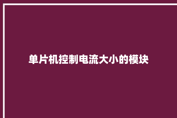 单片机控制电流大小的模块