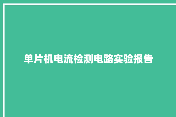 单片机电流检测电路实验报告