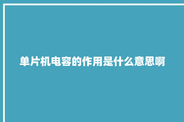 单片机电容的作用是什么意思啊