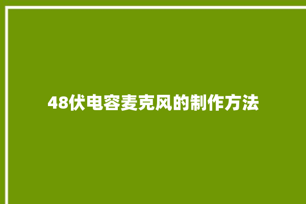 48伏电容麦克风的制作方法