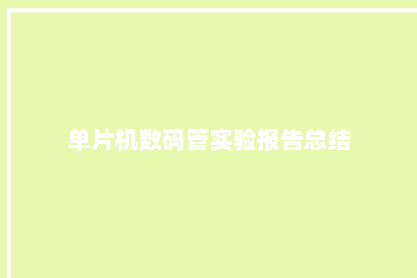 单片机数码管实验报告总结