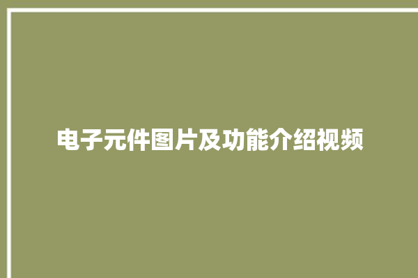 电子元件图片及功能介绍视频